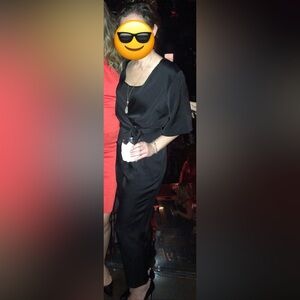 The Fifth Label Black Satin Tie Front Jumpsuit - XS